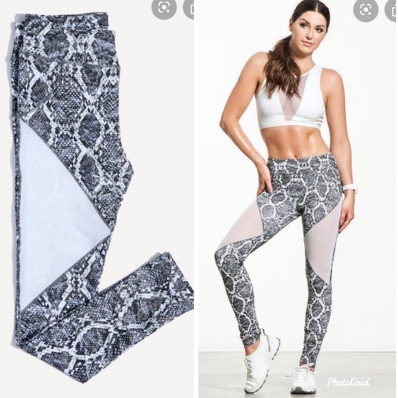 Varley L Bicknell Leggings Blue Python Compression Tights - Picture 1 of 8